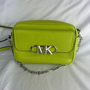 Michael Kors Leather Parker Chain Swag Crossbody in Lime Green